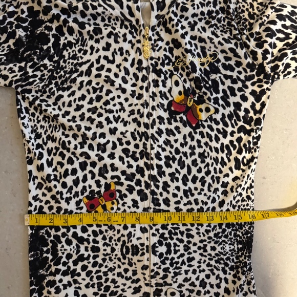 Ed Hardy Leopard Print Cardigan with Floral and Butterfly Accents - Picture 9 of 9